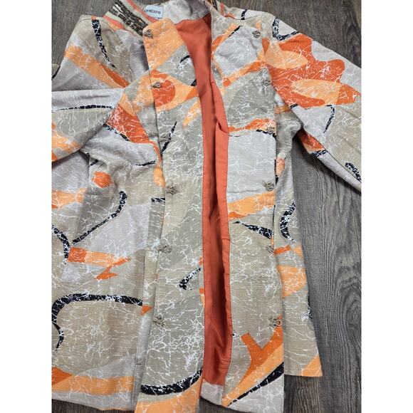 Chico's 2 Jacket Embellished Beaded Beige Orange Hook Front Lined 3/4 Sleeve L - Picture 6 of 7